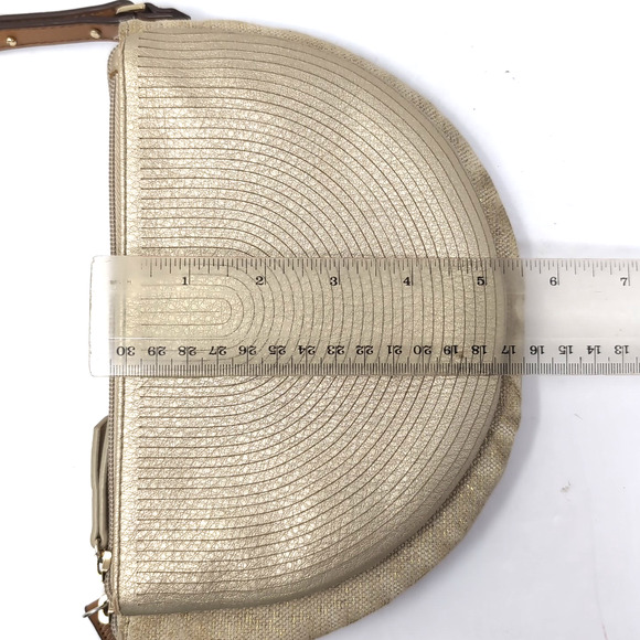 Stella & Dot Sidekick Convertible Crossbody / Belt Bag Gold Faux Leather/Fabric - Picture 13 of 15